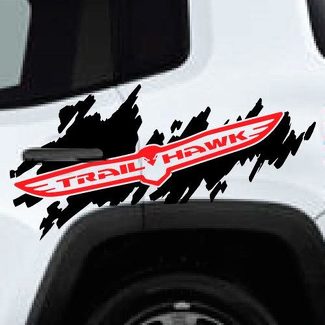 Autocollant en vinyle 2 couleurs Trail Hawk TrailHawk Jeep Renegade Cherokee Side Splash Logo