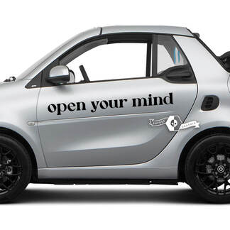 Paire de lettrages Ouvrez votre esprit. - Autocollant en vinyle avec logo emblème de voiture intelligente pour Smart.

