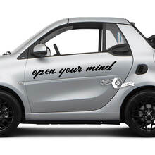 Paire de lettrages Ouvrez votre esprit. - Autocollant en vinyle avec logo emblème de voiture intelligente pour Smart.
 2
