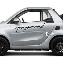Paire de lettrages Ouvrez votre esprit. - Autocollant en vinyle avec logo emblème de voiture intelligente pour Smart.
 3