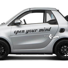 Paire de lettrages Ouvrez votre esprit. - Autocollant en vinyle avec logo emblème de voiture intelligente pour Smart.
 4