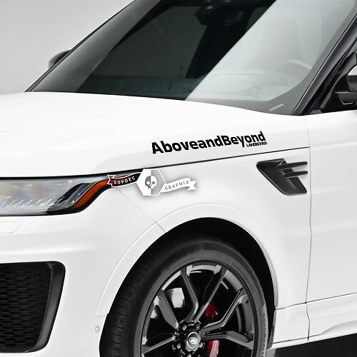 Jeu de décalcomanies en vinyle lettrage latéral Above and Beyond pour Land Rover Range Rover