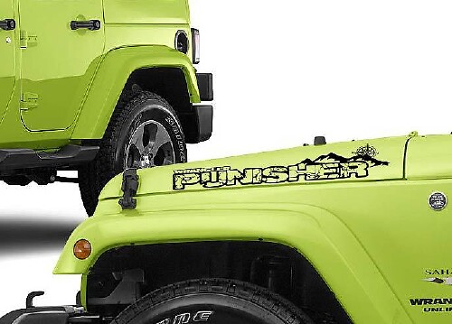 Autocollants en vinyle personnalisés style montagne pour capot, lot de deux pour Jeep Wrangler