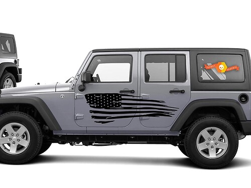 Autocollant vinyle à décalcomanie de porte latérale drapeau USA usé pour Jeep Wrangler