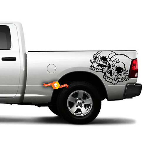 Autocollant Vinyle Deux Crânes pour Chevet pour Toyota Tacoma