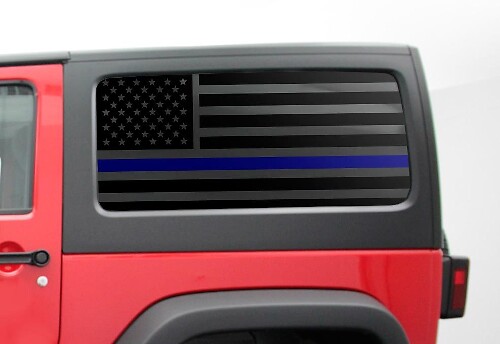 Set de stickers en vinyle pour fenêtre latérale avec drapeau USA à ligne bleue pour Jeep Wrangler JK
