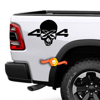 2x crâne 4X4 Logo décalcomanie vinyle autocollant camion lit charbon rouleau pour Dodge Ram 1500