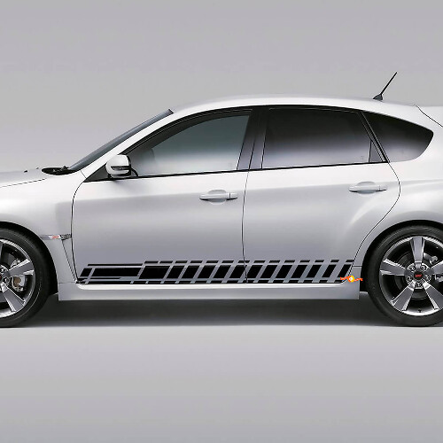 Kit d'autocollants en vinyle à rayures latérales à damier pour Subaru Impreza Hatchback WRX STI 2007-12