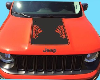 Jeep Renegade 2015, 2016 & 2017 Blackout Vinyl Hood Decal Mountains style