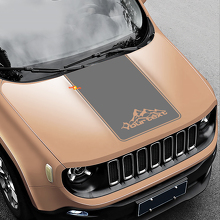 Décalcomanie de capot en vinyle noir style montagnes 2 pour Jeep Renegade 2