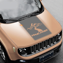 Autocollant Vinyle Noir Style Route Vers Montagnes pour Capot de Jeep Renegade 2