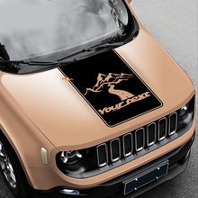 Autocollant Vinyle Noir Style Route Vers Montagnes pour Capot de Jeep Renegade 3