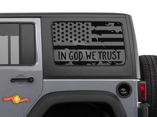 2x décalcomanies de drapeau Jeep Hardtop - In GOD We Trust - USA American Wrangler Window