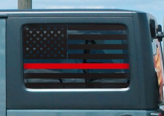 Ensemble d'autocollants de drapeau Jeep Hardtop - Thin Red Line Fire USA American Wrangler JKU