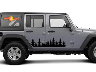 Graphiques de décalcomanie côté arbre forêt - autocollant de porte extérieur Jeep wrangler 4x4 USA
