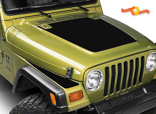 Kit d'autocollants vinyle bandes noires pour capot et aile pour Jeep Wrangler 1997-2006