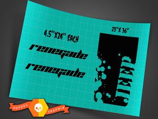 Jeep Wrangler 3 pièces. Blackout Hood Decal Kit #7 - Vinyl Sticker Renegade TJ LJ JK