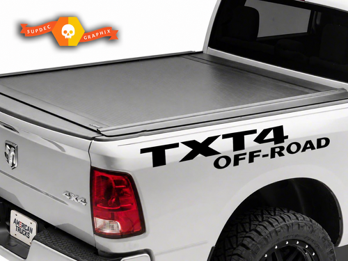 Lettrage TXT4 Off Road Paire d'autocollants en vinyle pour flanc de caisse Dodge Ram 1500