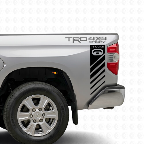 Autocollant vinyle bandes de course sport TRD 4x4 sur les côtés de benne pour Toyota Tundra 2016-2017