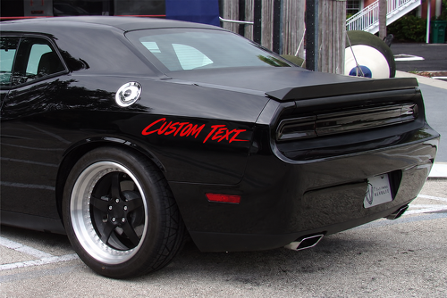 Lettrage SCRIPT TEXTE PERSONNALISÉ Autocollant en vinyle pour aile arrière pour Dodge Challenger