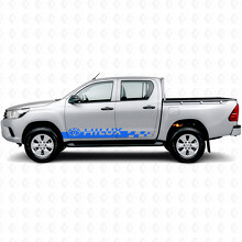 Autocollant Vinyle Latéral à Bandes Damier Logo Hilux pour Toyota Hilux_2