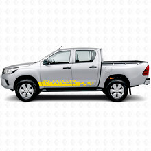 Autocollant Vinyle Latéral à Bandes Damier Logo Hilux pour Toyota Hilux_5
