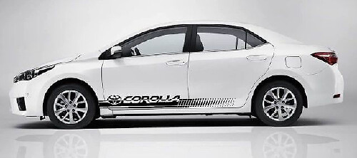 Kit d’autocollants en vinyle à rayures latérales à damier de marque pour Toyota Corolla