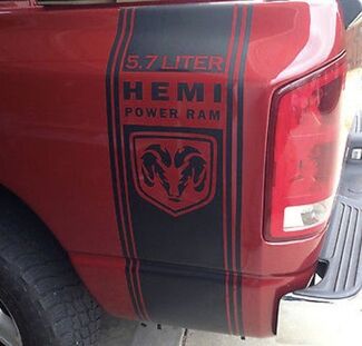 Décalcomanies en vinyle pour camion de course Dodge Ram lit arrière Hemi Mopar logo des deux côtés 5,7 L