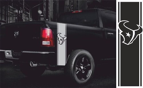 Autocollant Vinyle Découpé Rayures Contour Houston Texans pour Porte-Arrière Dodge Ram 1500