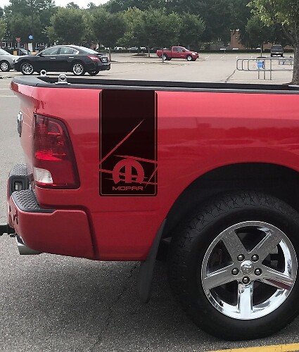 2 décalcomanies graphiques en vinyle autocollant de rayures de course Dodge Ram lit arrière hemi mopar 5.7