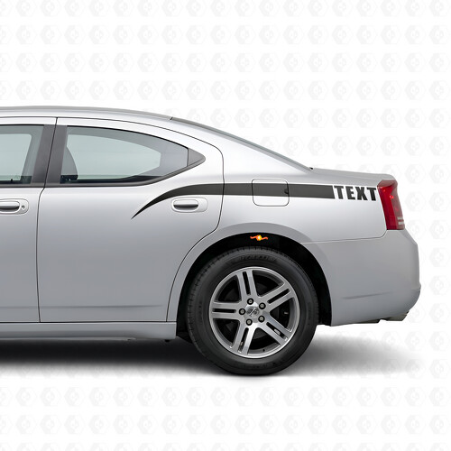 Autocollants vinyle latéraux à bandes accentuées courbes et texte personnalisé pour Dodge Charger 2006-2010