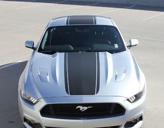2015-2017 Ford Mustang MEDIAN Center Stripes Pony Style Hood Stickers GT Toute couleur Vinyle
