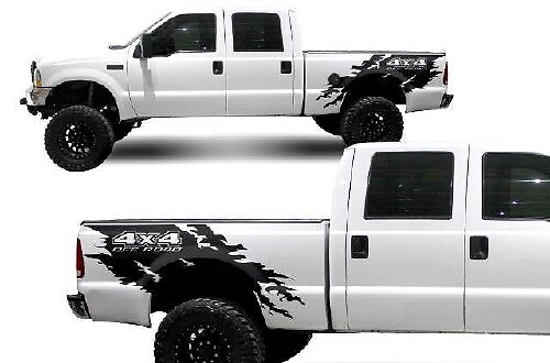 Kit d'autocollants en vinyle Torn 4x4 Wrap 2 pour Ford F-250 1999-2006