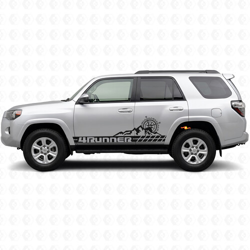Autocollant en vinyle bandes boussole de montagne pour porte latérale Toyota 4Runner 2010-2017