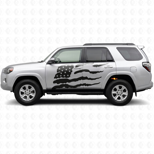 Autocollant vinyle drapeau américain usé pour porte latérale Toyota 4Runner 2010-2017