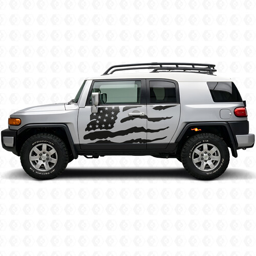 Autocollant vinyle décalcomanie de porte latérale drapeau américain usé pour Toyota FJ Cruiser_1