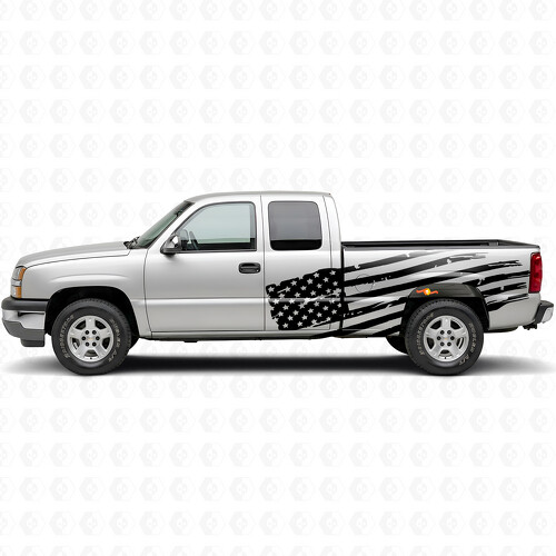 Autocollant vinyle décalcomanie de porte de chevet côté avec drapeau américain usé pour Chevrolet Silverado 1999-2007