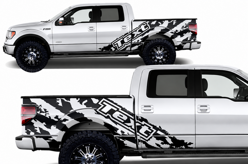Autocollant vinyle déchiré enroulé latéral pour Ford F-150 2009-2014