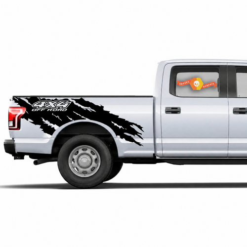 Autocollant vinyle déchiré 4X4 tout-terrain pour porte de boîte Ford F-150 2015-2017