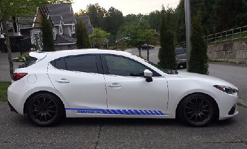 Autocollant Vinyle Latéral à Bandes de Course pour Mazda Mazda3 2010-2018
