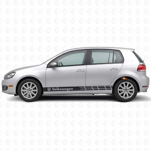 Autocollant Vinyle Bandes de Course Logo VW Latérales pour Volkswagen Golf