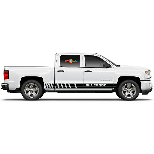 2X plusieurs couleurs graphiques Chevrolet Silverado voiture course vinyle autocollant autocollant