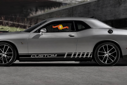 Autocollant en vinyle à bandes de course segmentées CUSTOM pour bas de caisse Dodge Charger