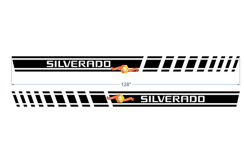 Autocollant en vinyle de course automobile Chevrolet Silverado, 2 pièces, graphiques multicolores, 128 pouces de long
