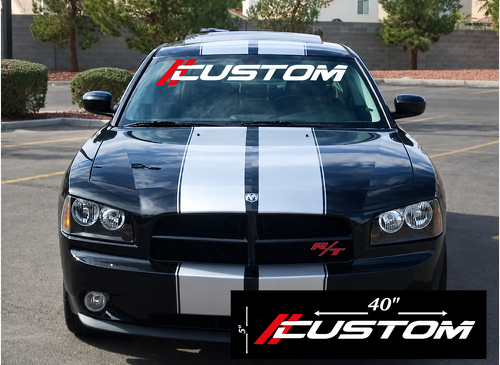CUSTOM Twin Slash Lettering — Autocollant en vinyle (pare-brise) pour Dodge Charger