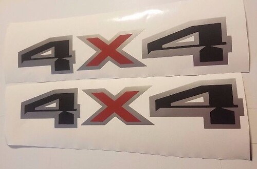 Autocollants décalcomanies 4x4 noir plat gris et rouge silverado chevy ford f150 f250 (SET)
