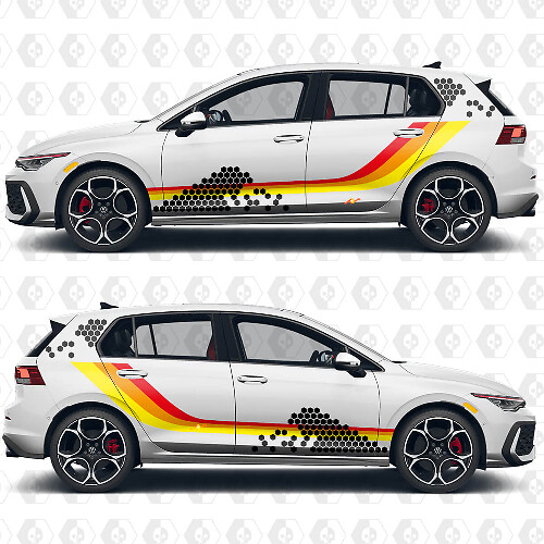 Kit d’autocollants en vinyle à bandes latérales motif nid d’abeille Heritage pour VW Volkswagen Golf