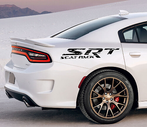 Autocollants vinyle latéraux style usé SRT Scat Pack pour Dodge Charger Challenger