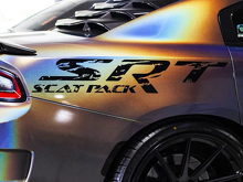 Autocollants vinyle latéraux style usé SRT Scat Pack pour Dodge Charger Challenger_2