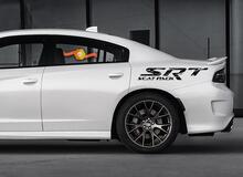 2x SRT SCAT PACK dans le style Grunge en détresse côté Splash vinyle autocollant autocollant pour Dodge Charger Challenger Scatpack
 3